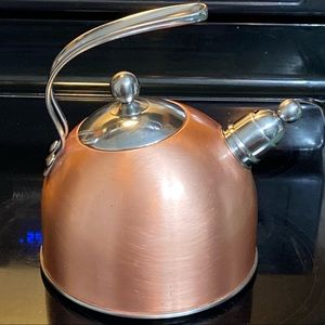 Il Mulino copper and stainless steel whistling kettle
